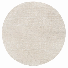 Neewa Beige and Ivory Tribal Transitional Round Rugmodern color block patchwork rug