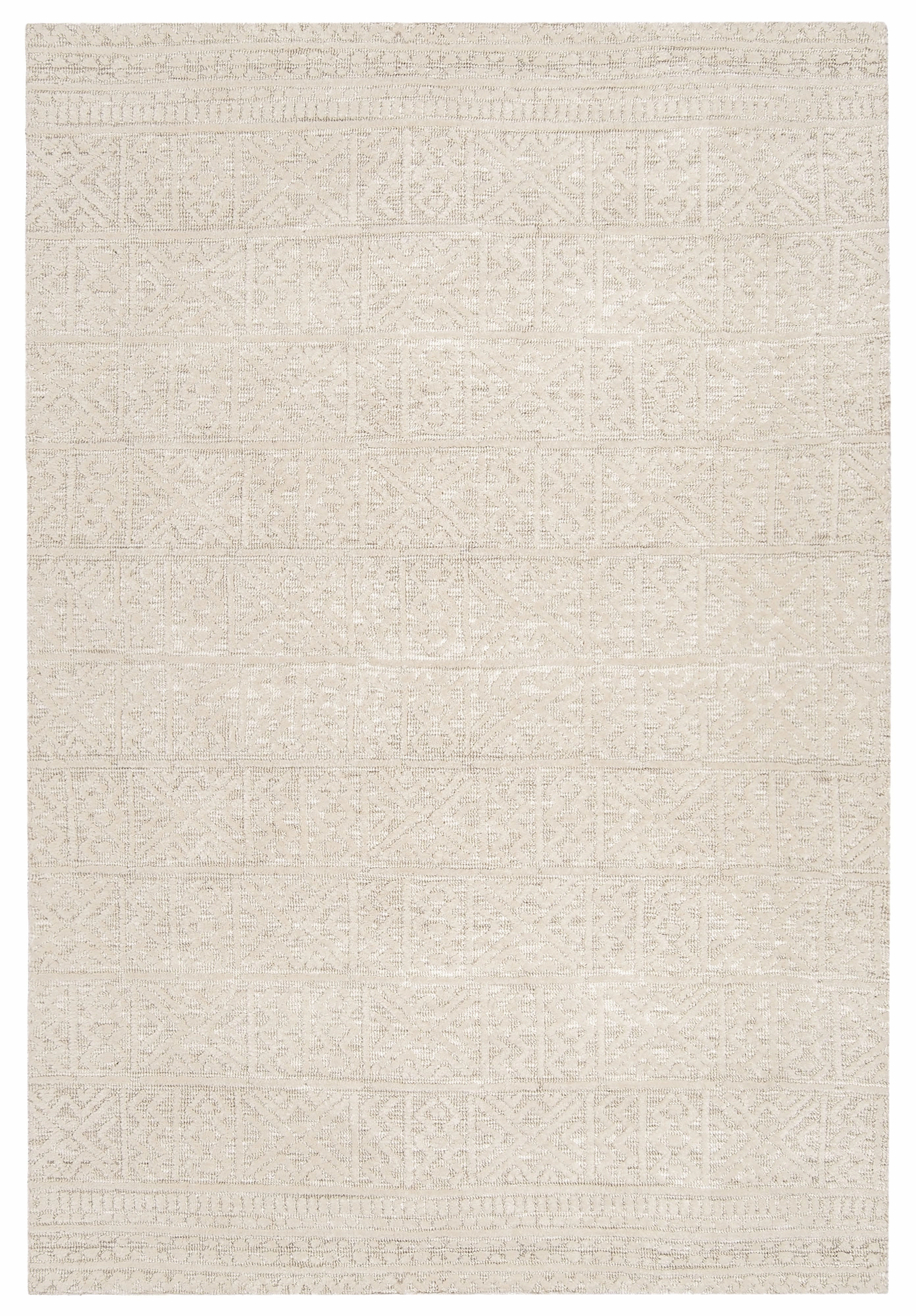 Neewa Beige and Ivory Tribal Transitional Rugmodern color block patchwork rug