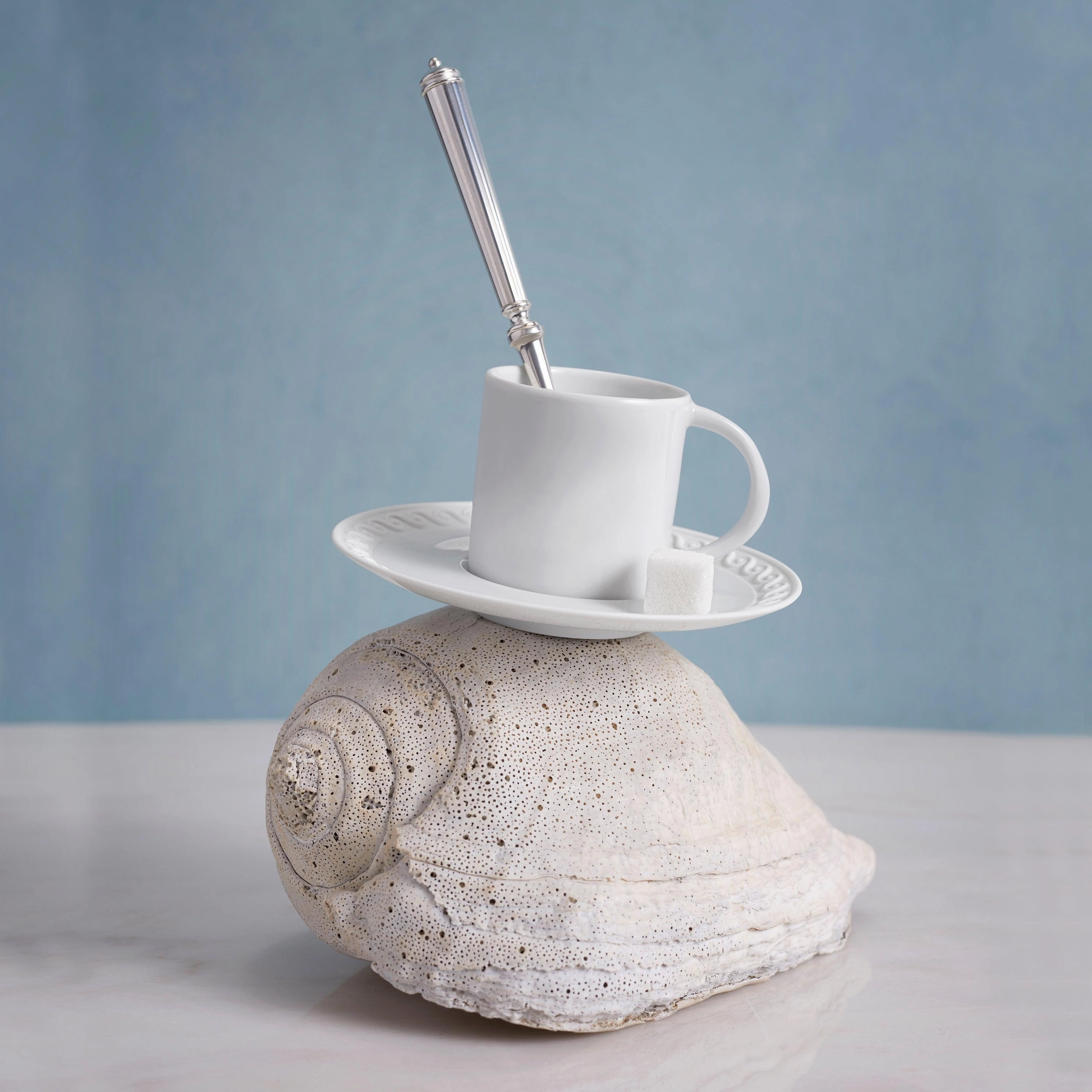 Neptune Espresso Cup   Saucer - White