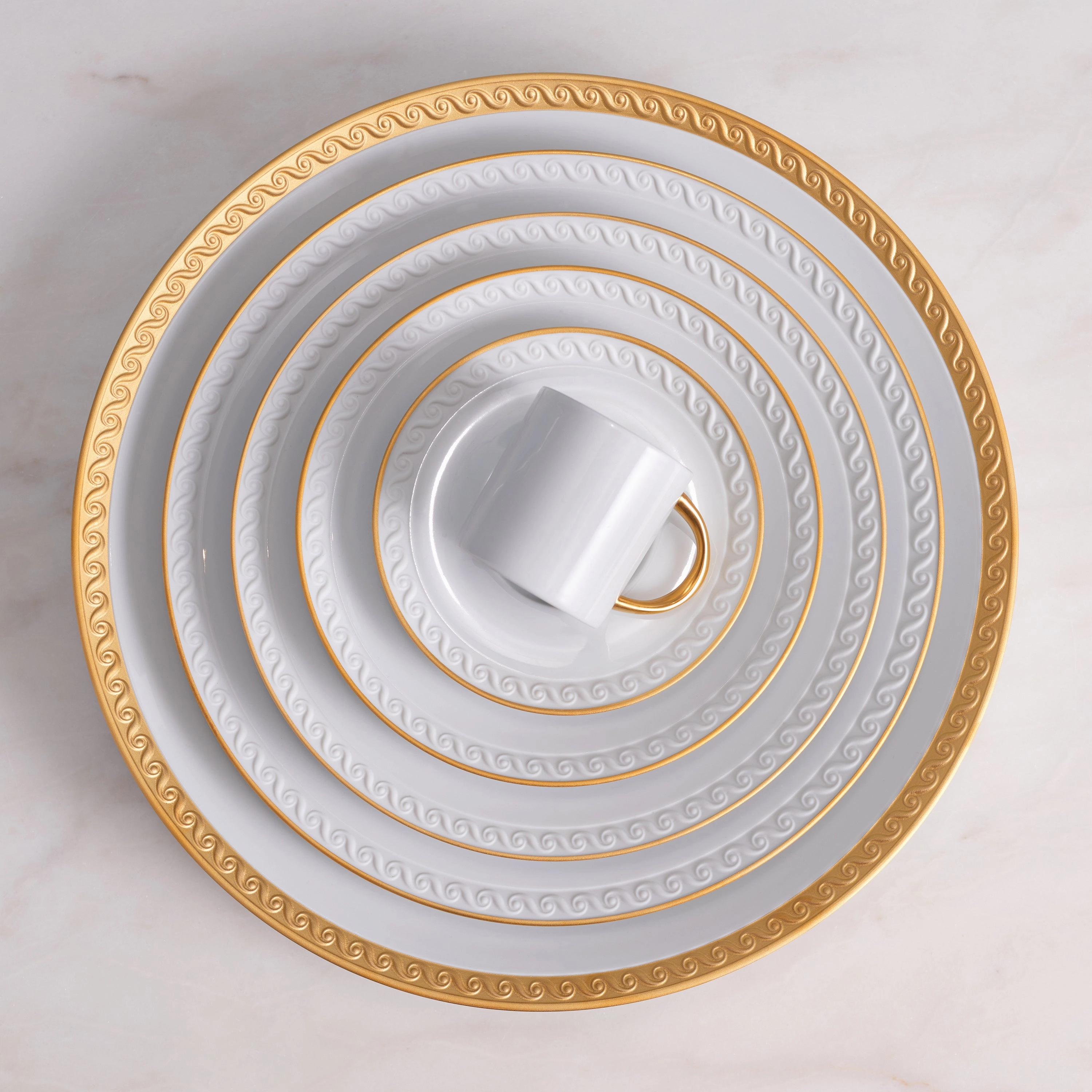 Neptune Espresso Cup   Saucer- Gold