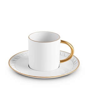 Neptune Espresso Cup   Saucer- Goldglass cups ,personalized mugs 