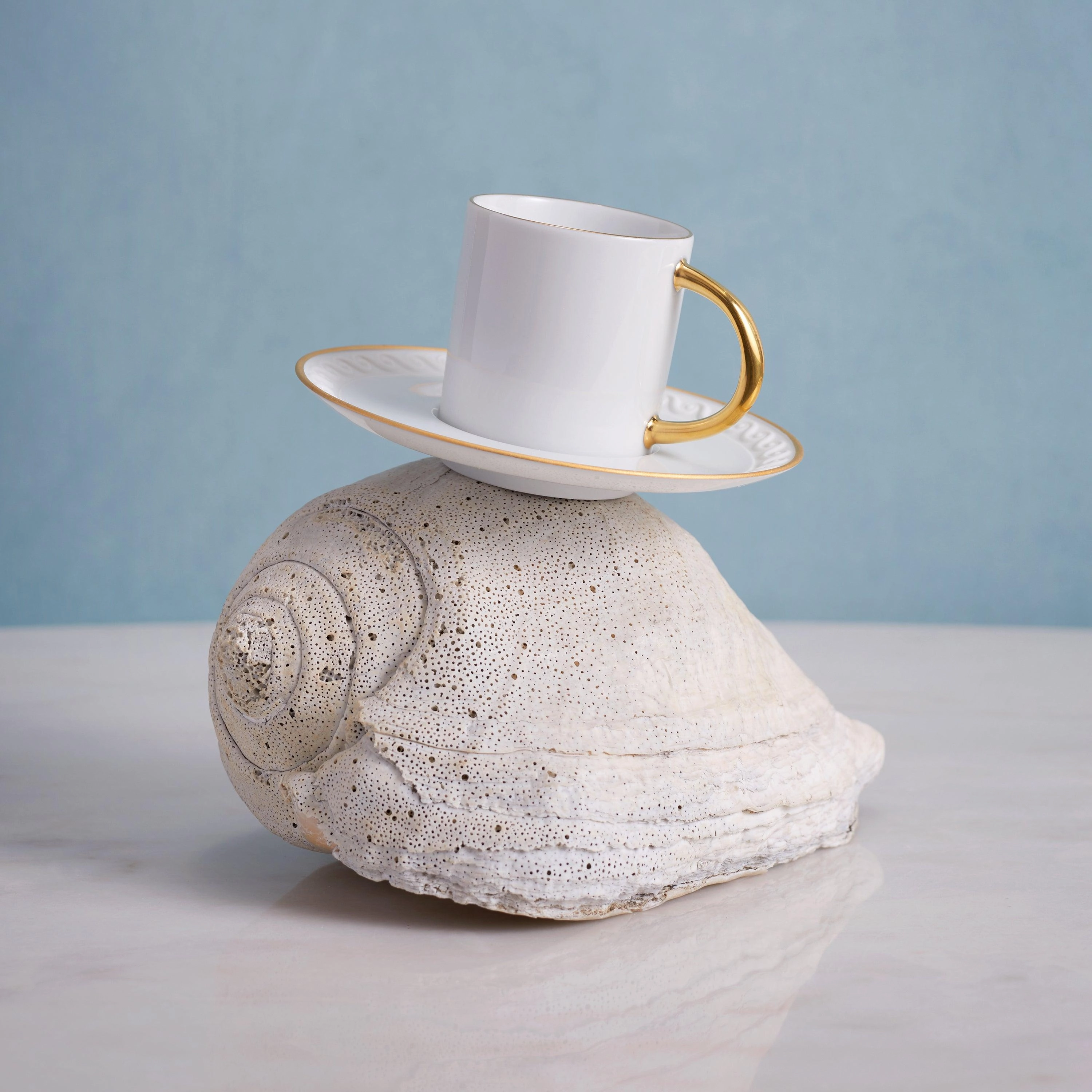 Neptune Espresso Cup   Saucer- Gold