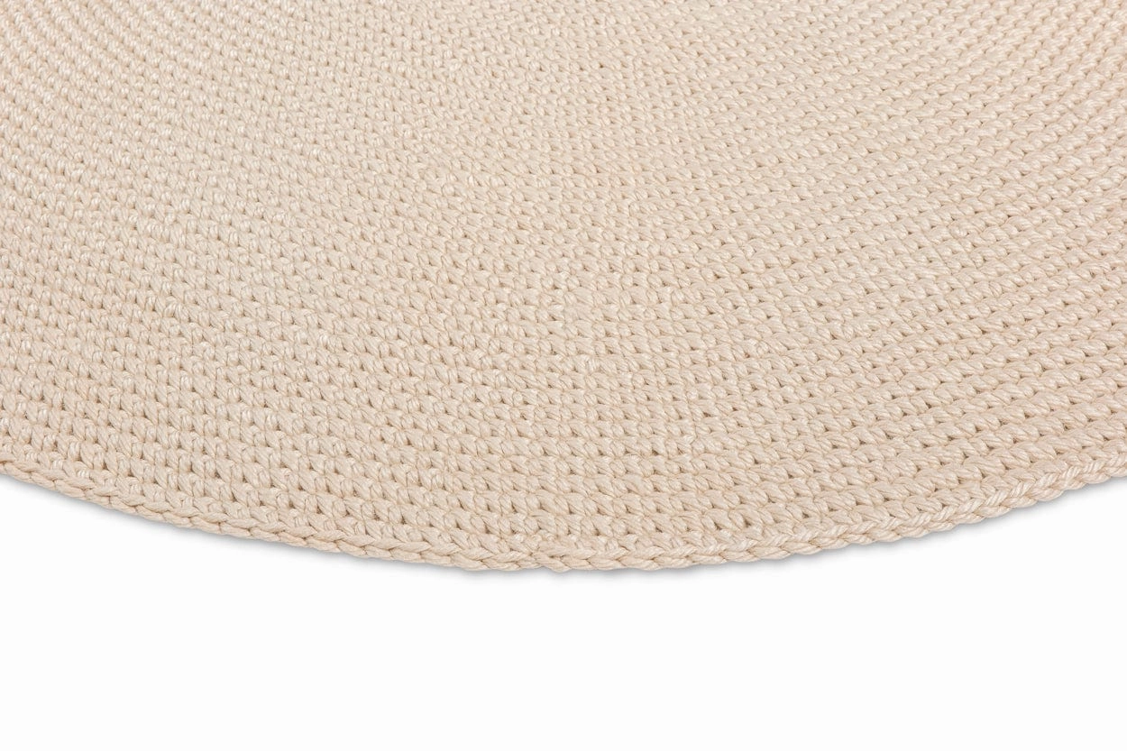 Nessa Beige Crochet Indoor Outdoor Round Rug