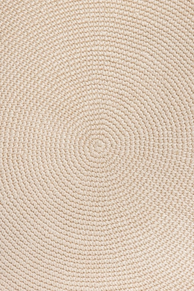 Nessa Beige Crochet Indoor Outdoor Round Rug