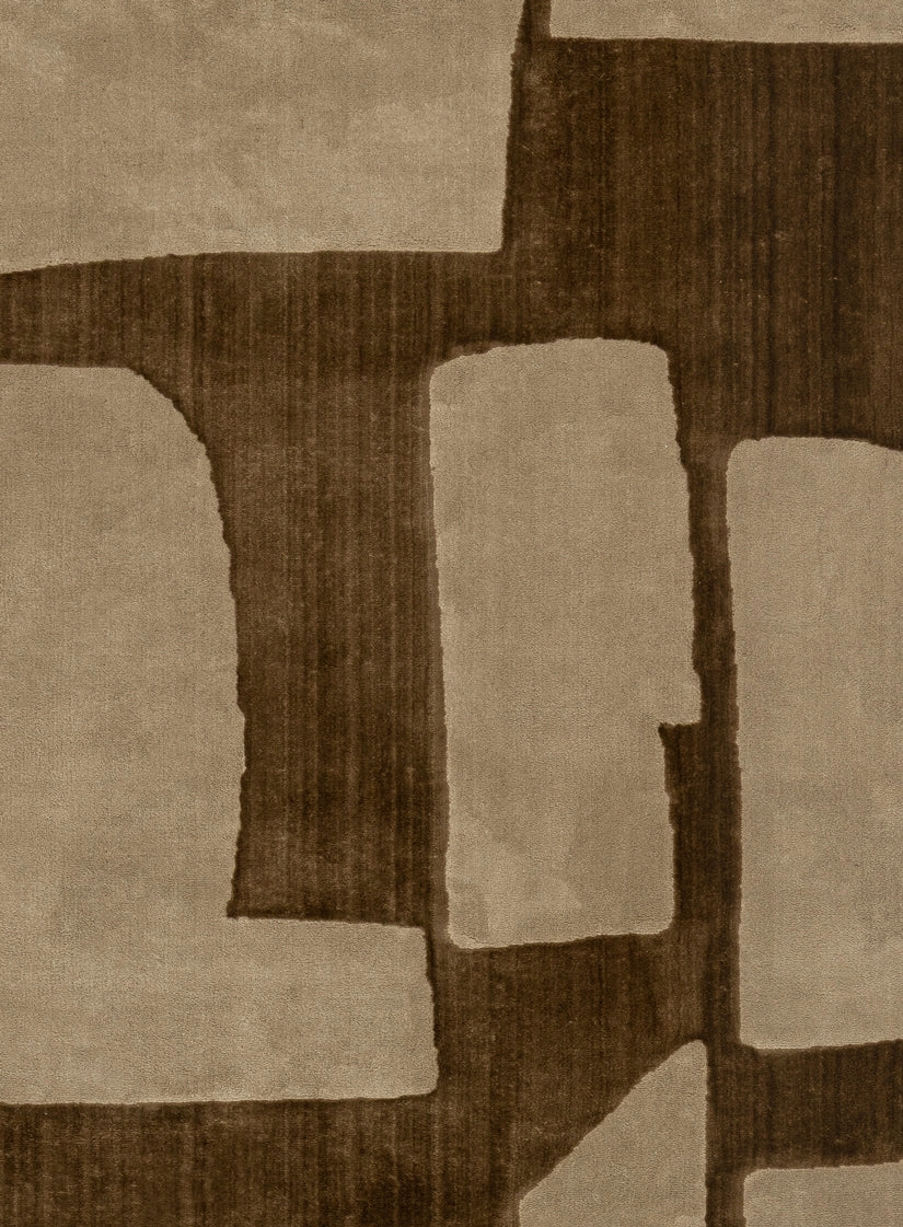 Nezar Brown Geometric Washable Rug