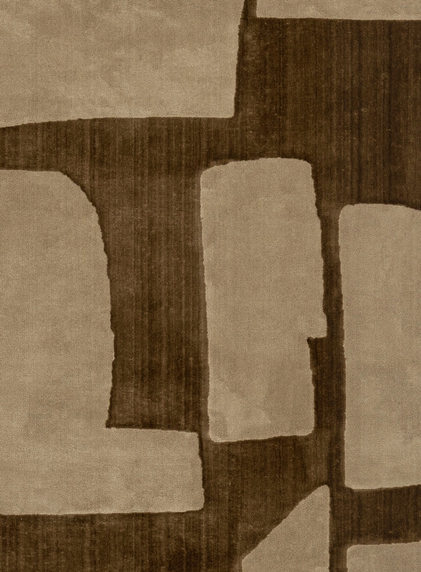 Nezar Brown Geometric Washable Rug