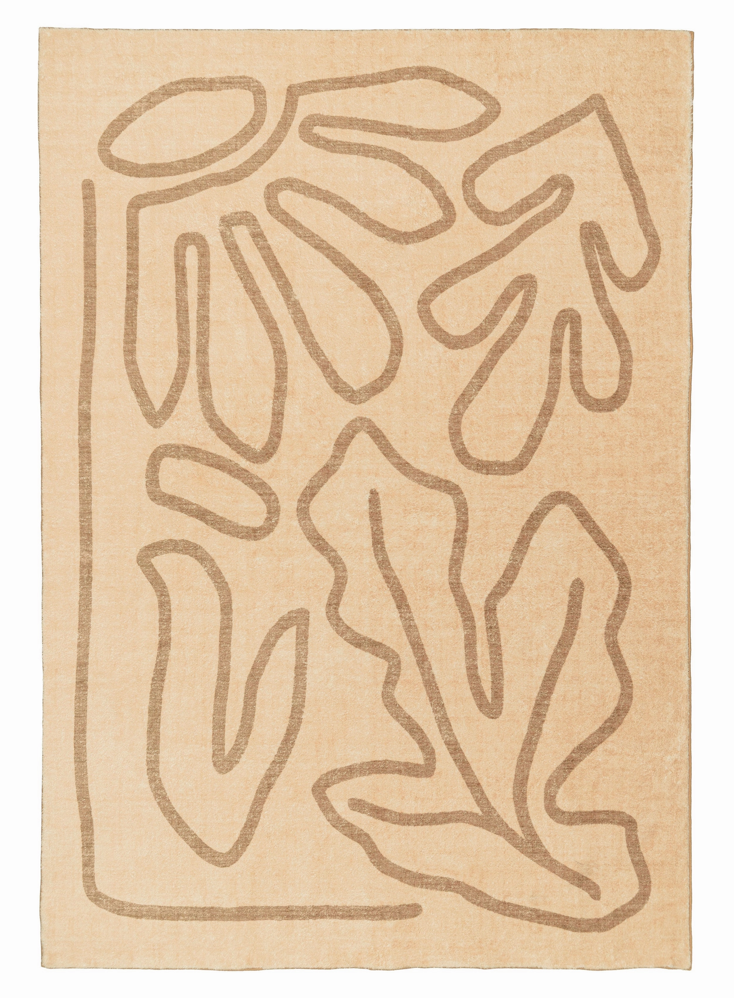 Nihal Beige Hand Drawn Washable Rugmodern color block patchwork rug