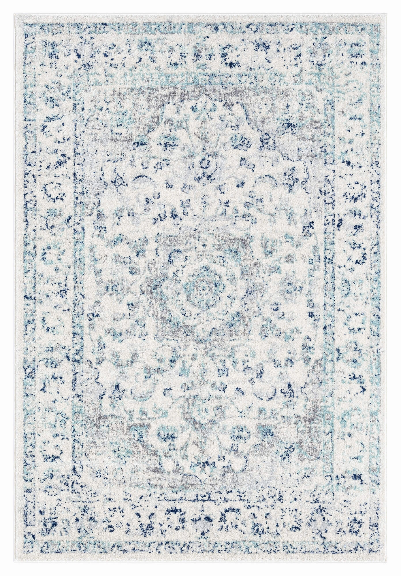 Noor Blue and Ivory Traditional Distressed Rugmodern color block patchwork rug