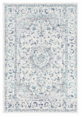 Noor Blue and Ivory Traditional Distressed Rugmodern color block patchwork rug
