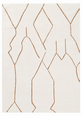 Nyla Cream and Gold Tribal Shag Rugmodern color block patchwork rug