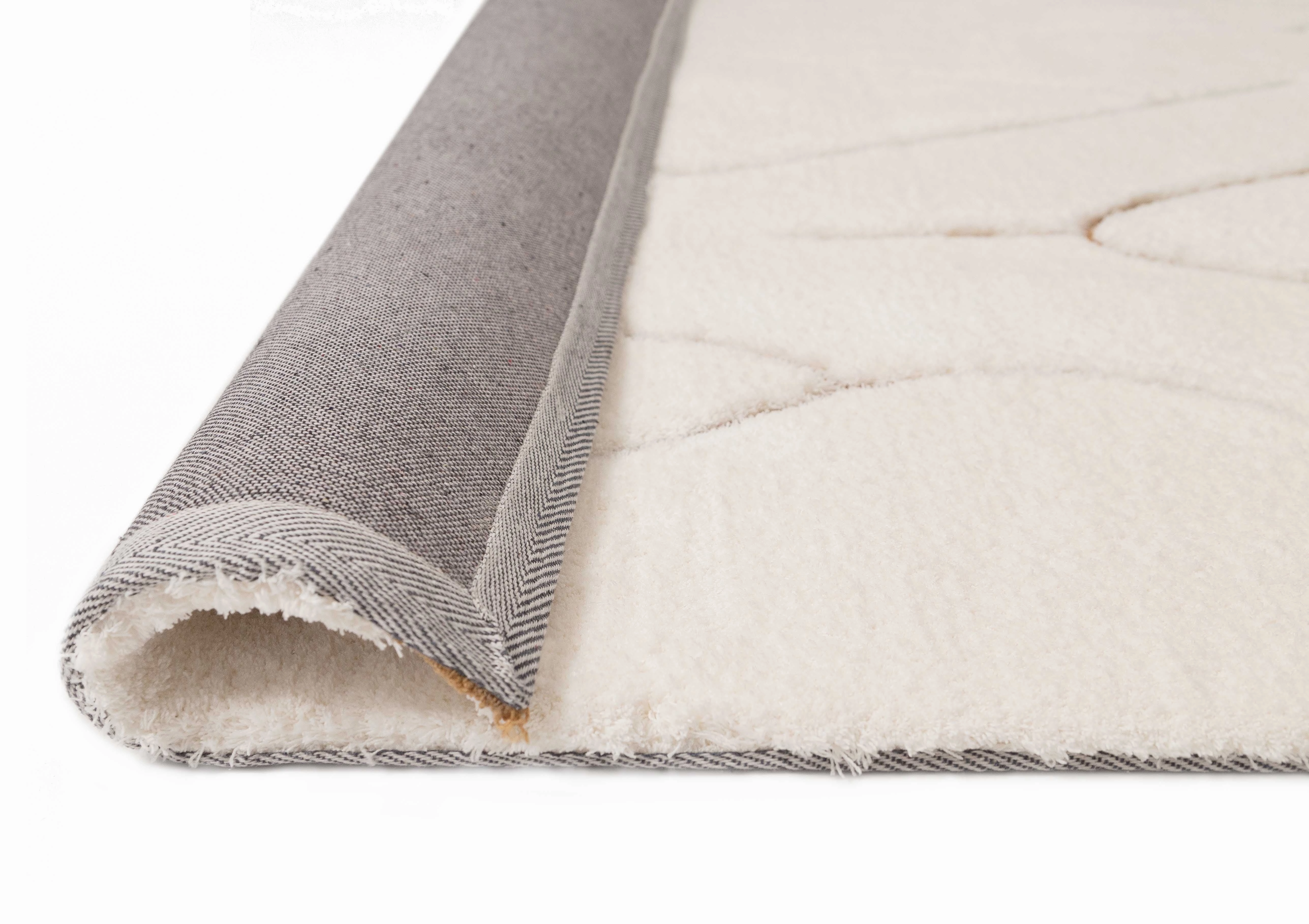 Nyla Cream and Gold Tribal Shag Rug