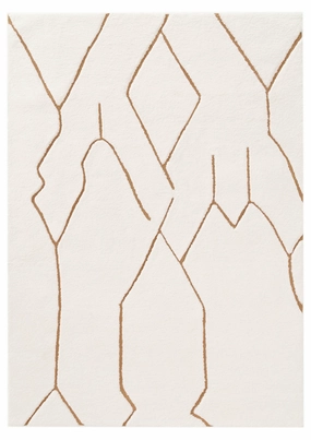 Nyla Cream and Gold Tribal Shag Rugmodern color block patchwork rug