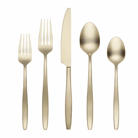 Nylah Champagne Satin 20 Piece Flatware Seteco-friendly bamboo fiber tableware set 