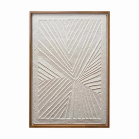 Oak Wood Framed Embossed Handmade Paper Wall Decor, Natural & Cream Colornordic style desktop ornaments