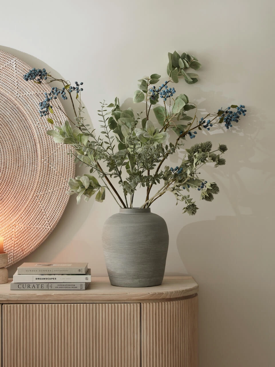 Oban White Rattan Patterned Wall Hanging