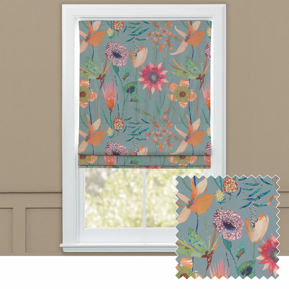 Oceania Printed Cotton Made to Measure Roman Blinds Robins Eggbedding sets ,throw blankets 