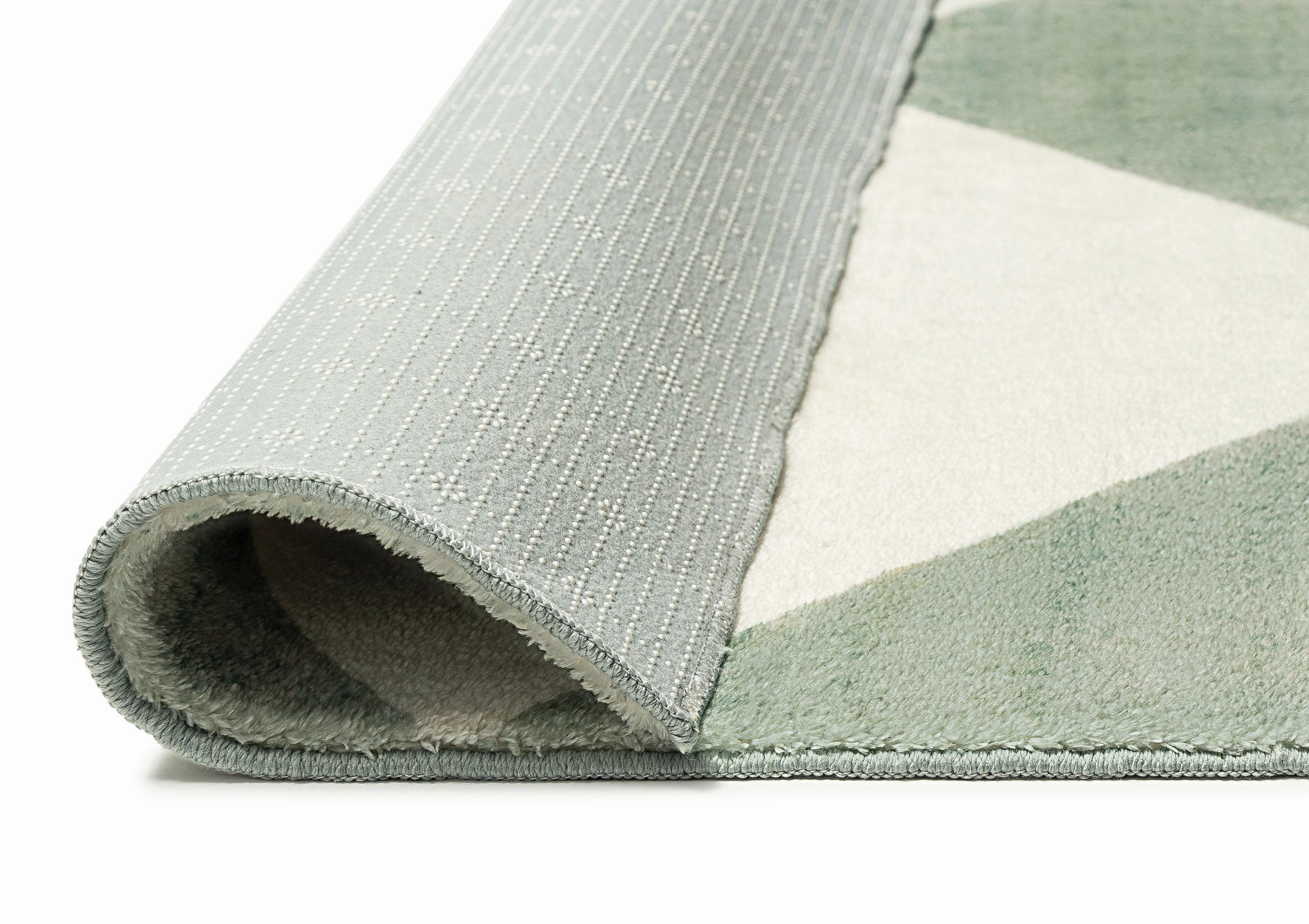 Octavia Green Cream Checkered Washable Rug
