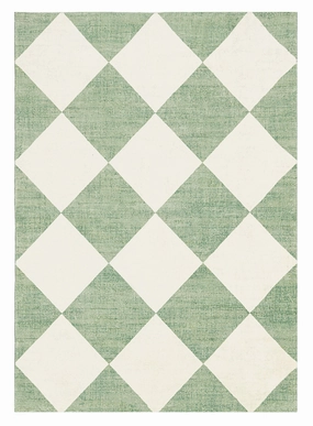 Octavia Green Cream Checkered Washable Rugmodern color block patchwork rug