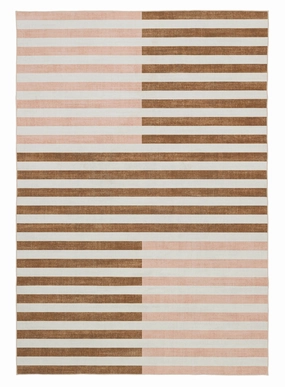 Okino Pink and Brown Washable Rugmodern color block patchwork rug