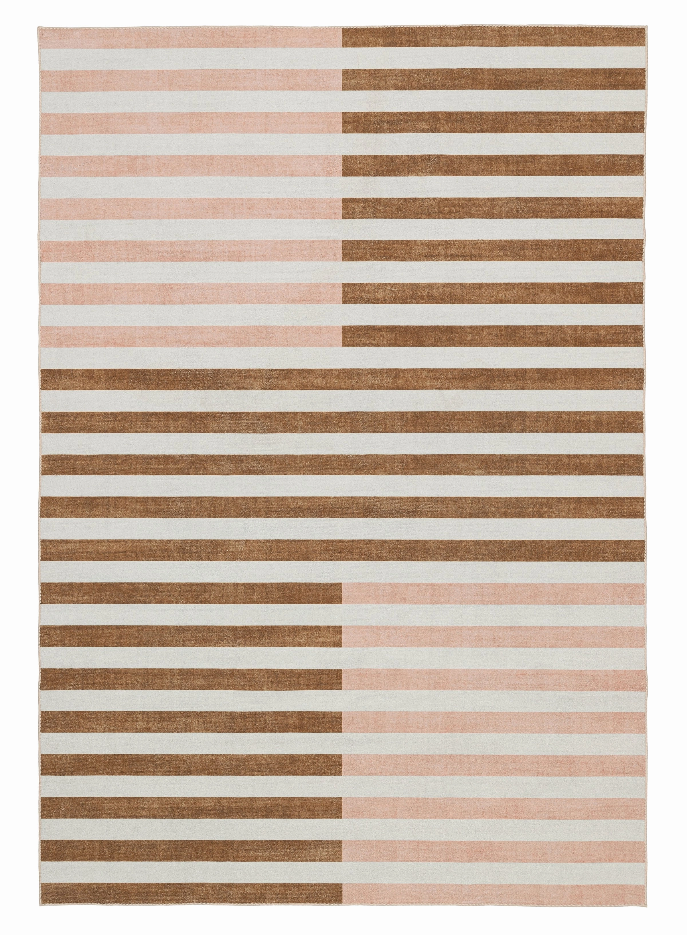Okino Pink and Brown Washable Rugmodern color block patchwork rug