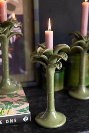 Olive Green Palm Tree Candlestick Holderscented candle ,decorative candle 