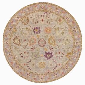 Olivia Boho Beige Purple and Coral Round Rugmodern color block patchwork rug