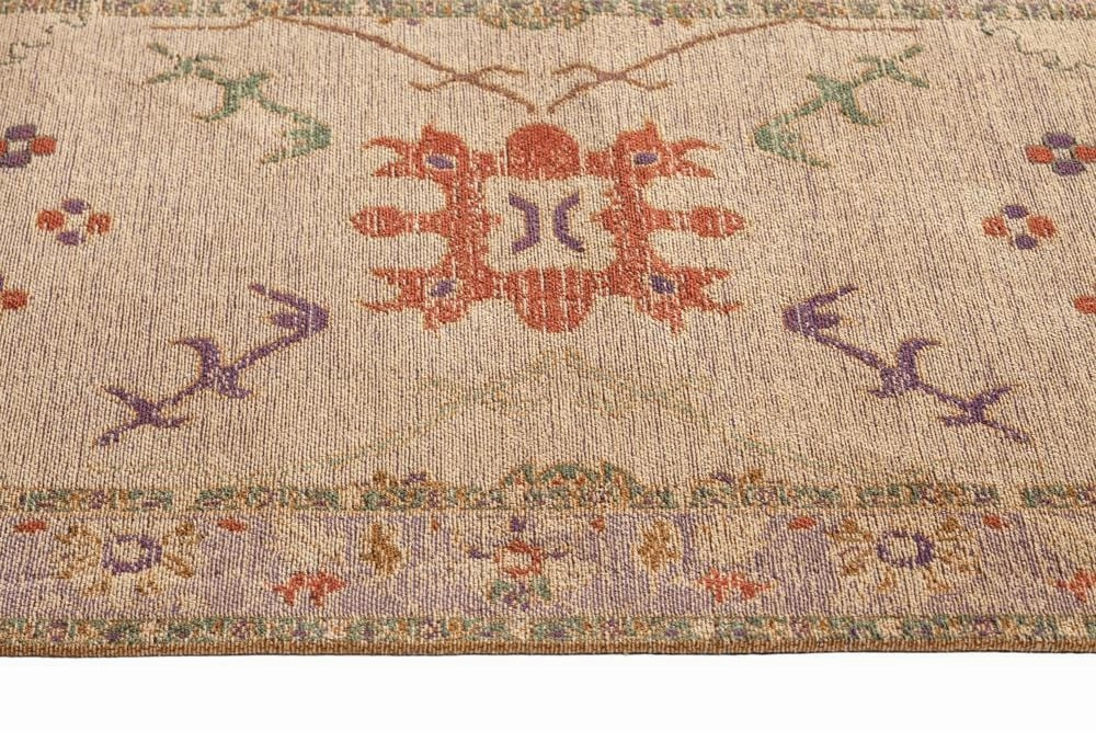 Olivia Boho Beige Purple and Coral Runner Rug