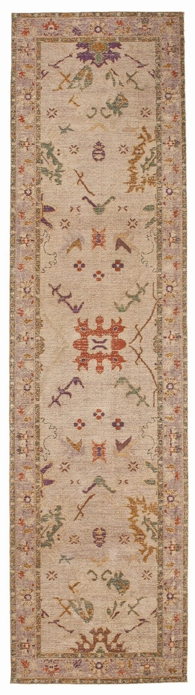 Olivia Boho Beige Purple and Coral Runner Rugmodern color block patchwork rug