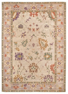 Olivia Boho Traditional Beige Purple and Coral Rugmodern color block patchwork rug