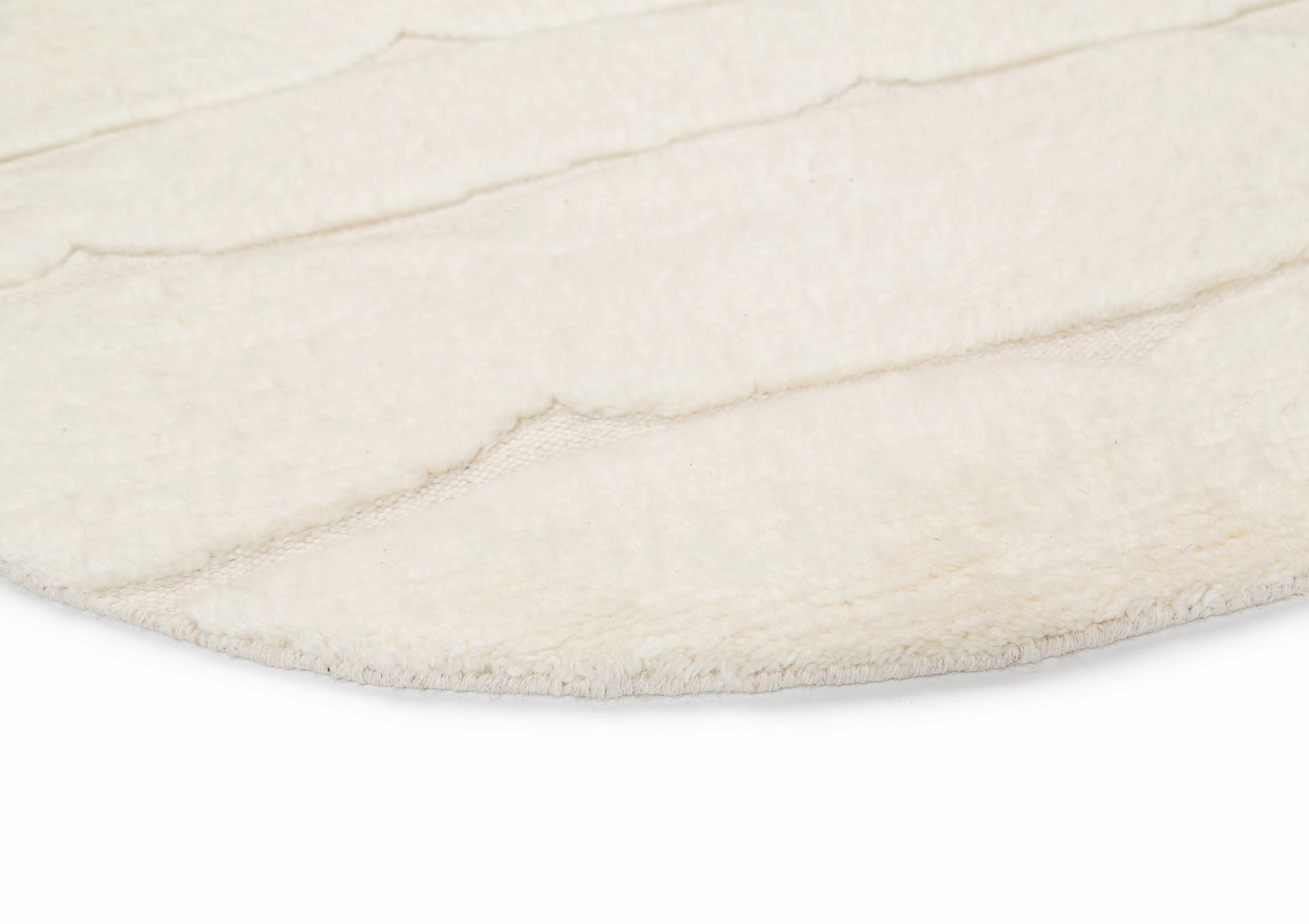 Omaira Ivory Textured Wool Round Rug