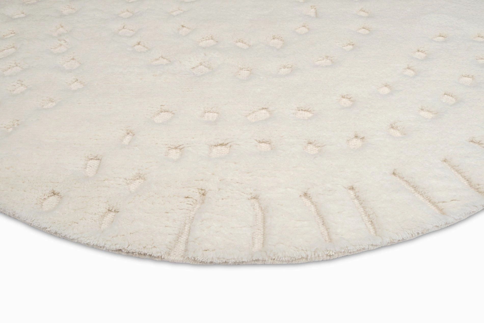 Omega Ivory Abstract Tribal Round Rug