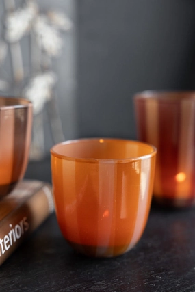Orange & Pink Tones Striped Tealight Holder - Shortscented candle ,decorative candle 