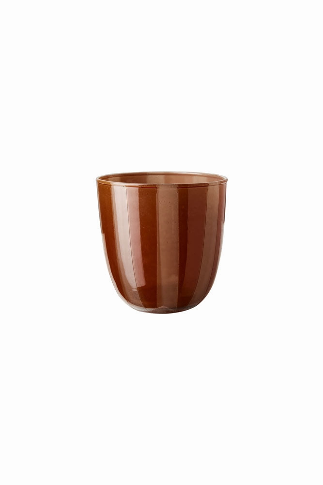 Orange & Pink Tones Striped Tealight Holder - Short