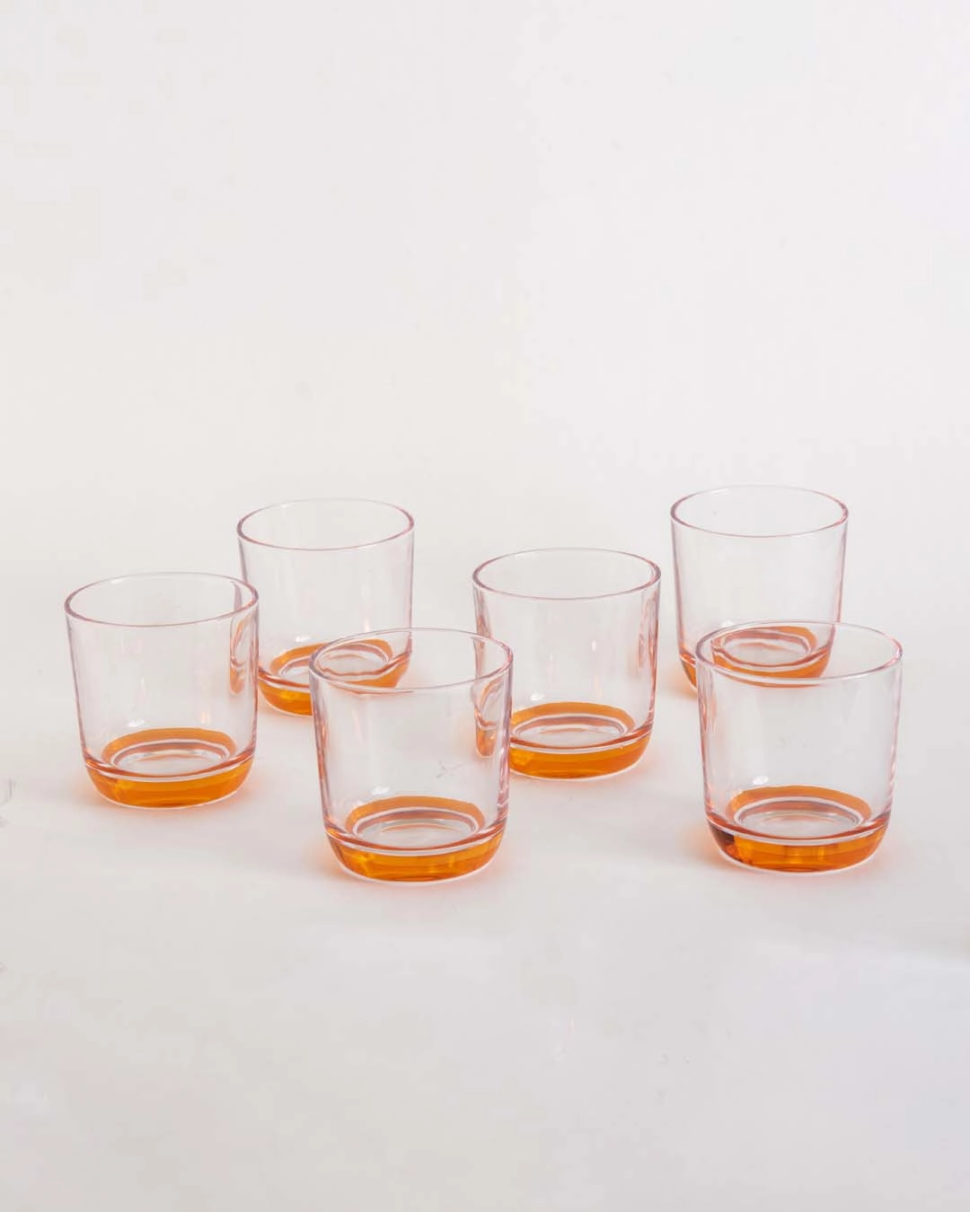 Orange Tinted Base Drinking Glass - Set Of 6