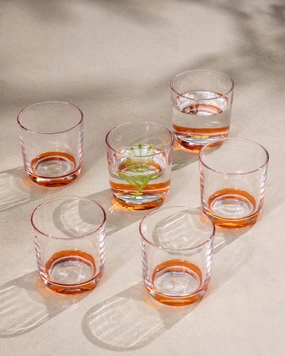 Orange Tinted Base Drinking Glass - Set Of 6modern kitchen decor ,kitchen dinner set ,dinnerware 