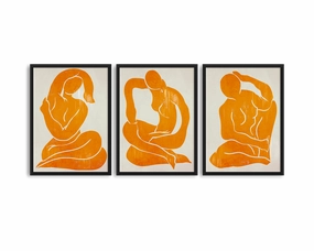 Orange Trio Set - Figure Printmodern abstract painting decor