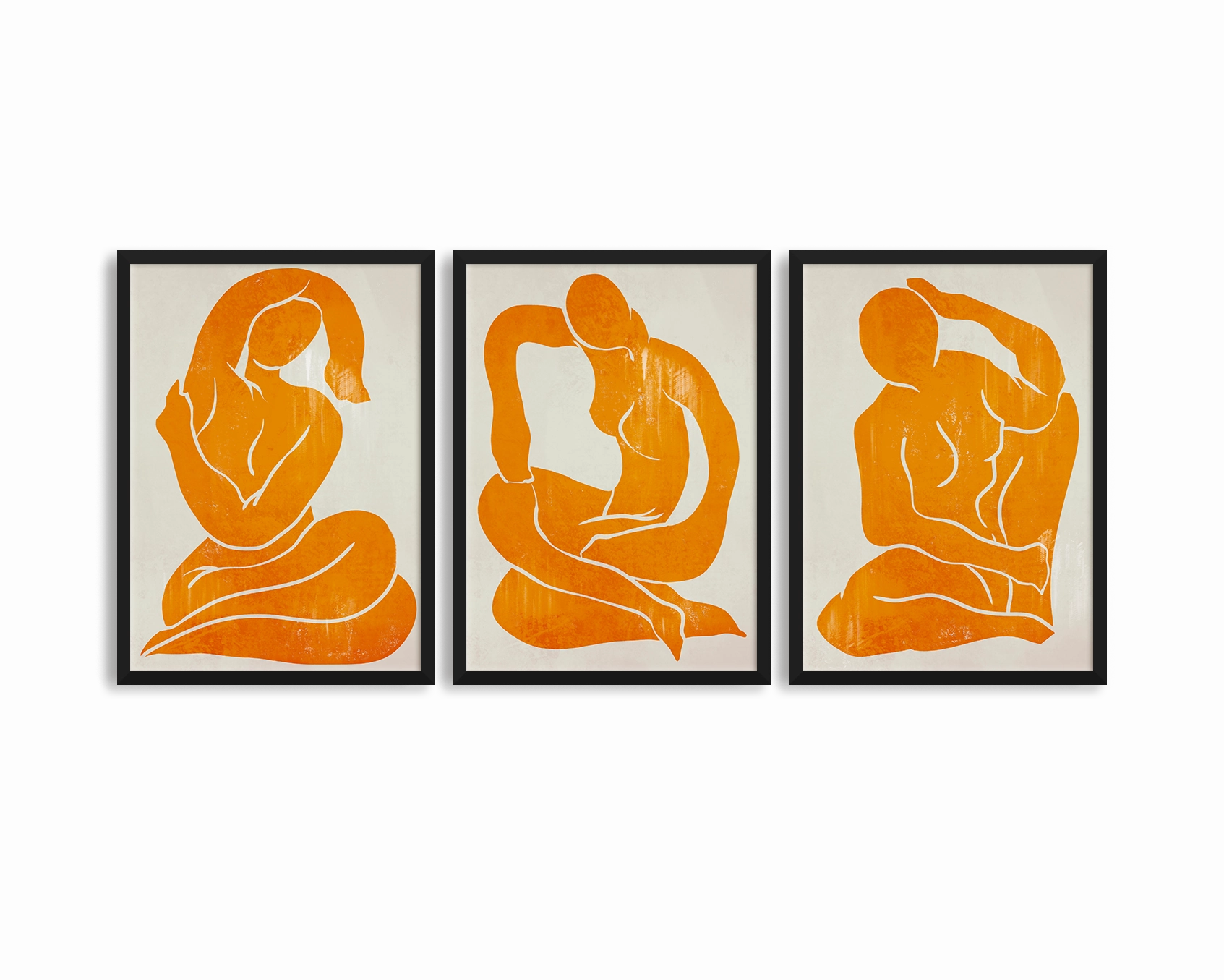 Orange Trio Set - Figure Printnordic style wall decor
