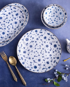 Orchid Blue & White Quarter Platemodern kitchen decor ,kitchen dinner set ,dinnerware 