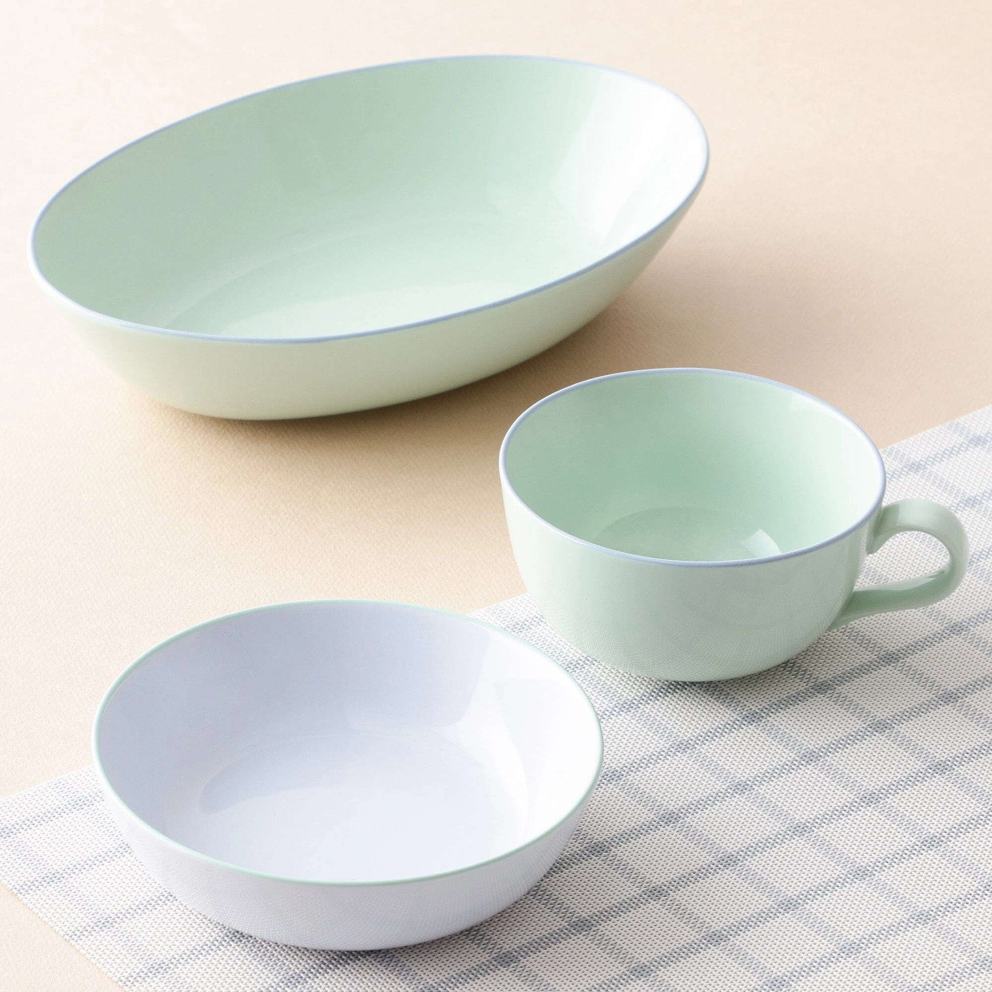 Ordi Colorful 3-Piece Oval Tableware Set Mint