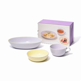 Ordi Colorful 3-Piece Oval Tableware Set Purplehand-painted ceramic bowl