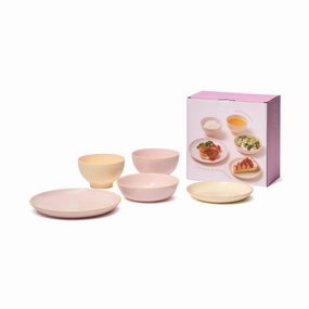 Ordi Colorful 5-Piece Tableware Set Pinkhand-painted ceramic bowl