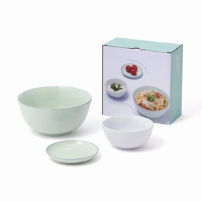 Ordi Colorful Simple Meal 3-Piece Tableware Set Minthand-painted ceramic bowl