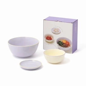 Ordi Colorful  Simple Meal 3-Piece Tableware Set Purplehand-painted ceramic bowl