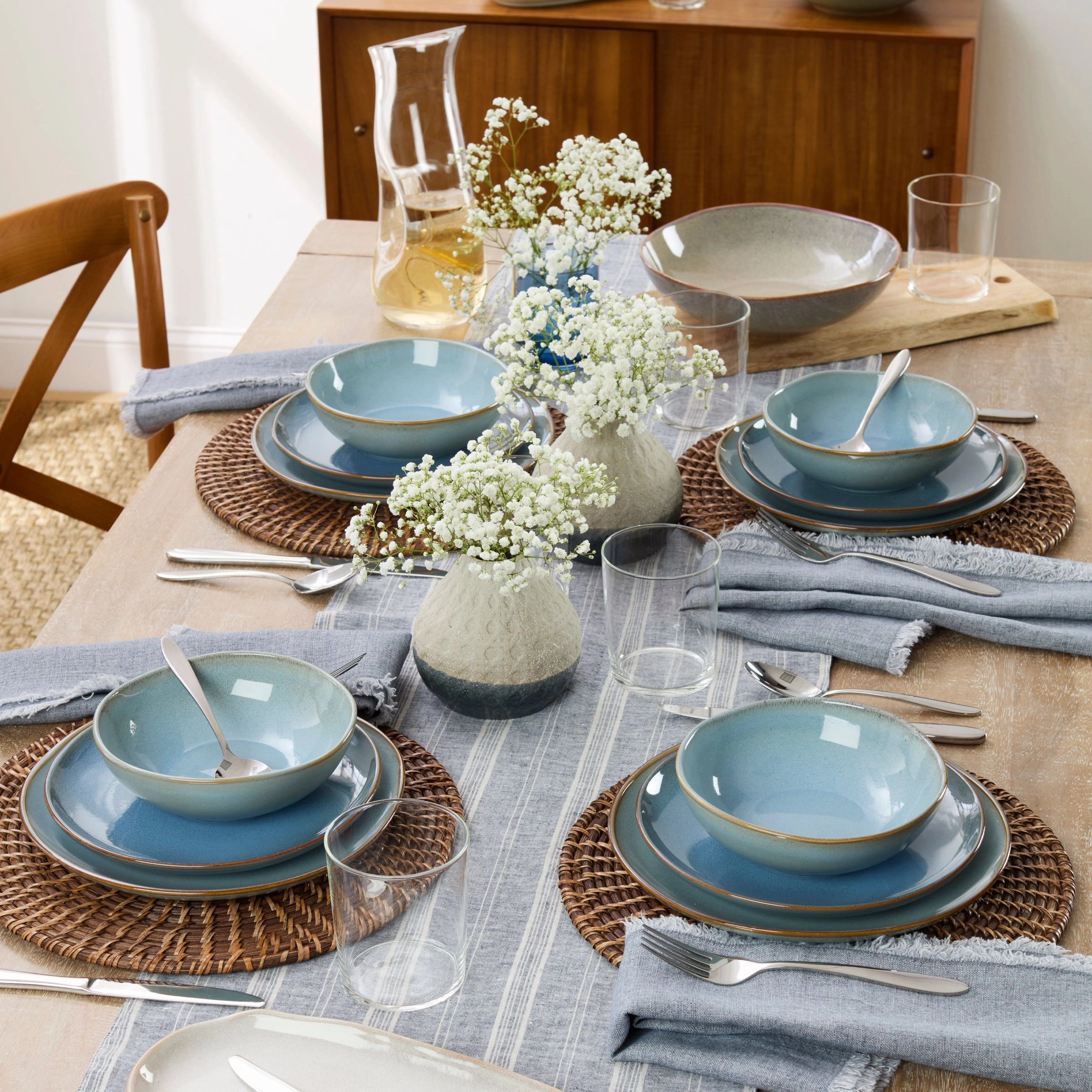 Organic Shades Blue 12-Piece Dinnerware Set
