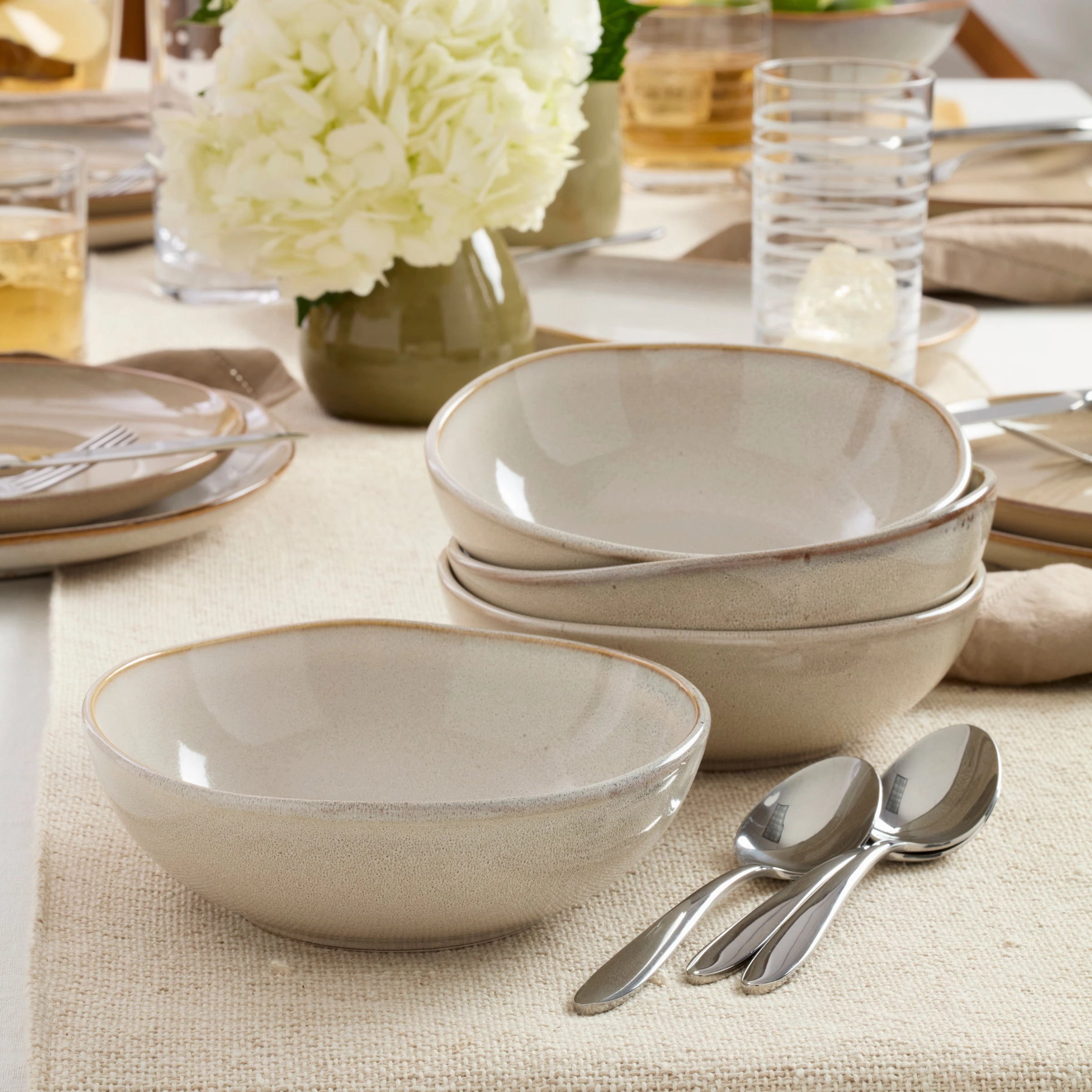Organic Shades Oatmeal 12-Piece Dinnerware Set
