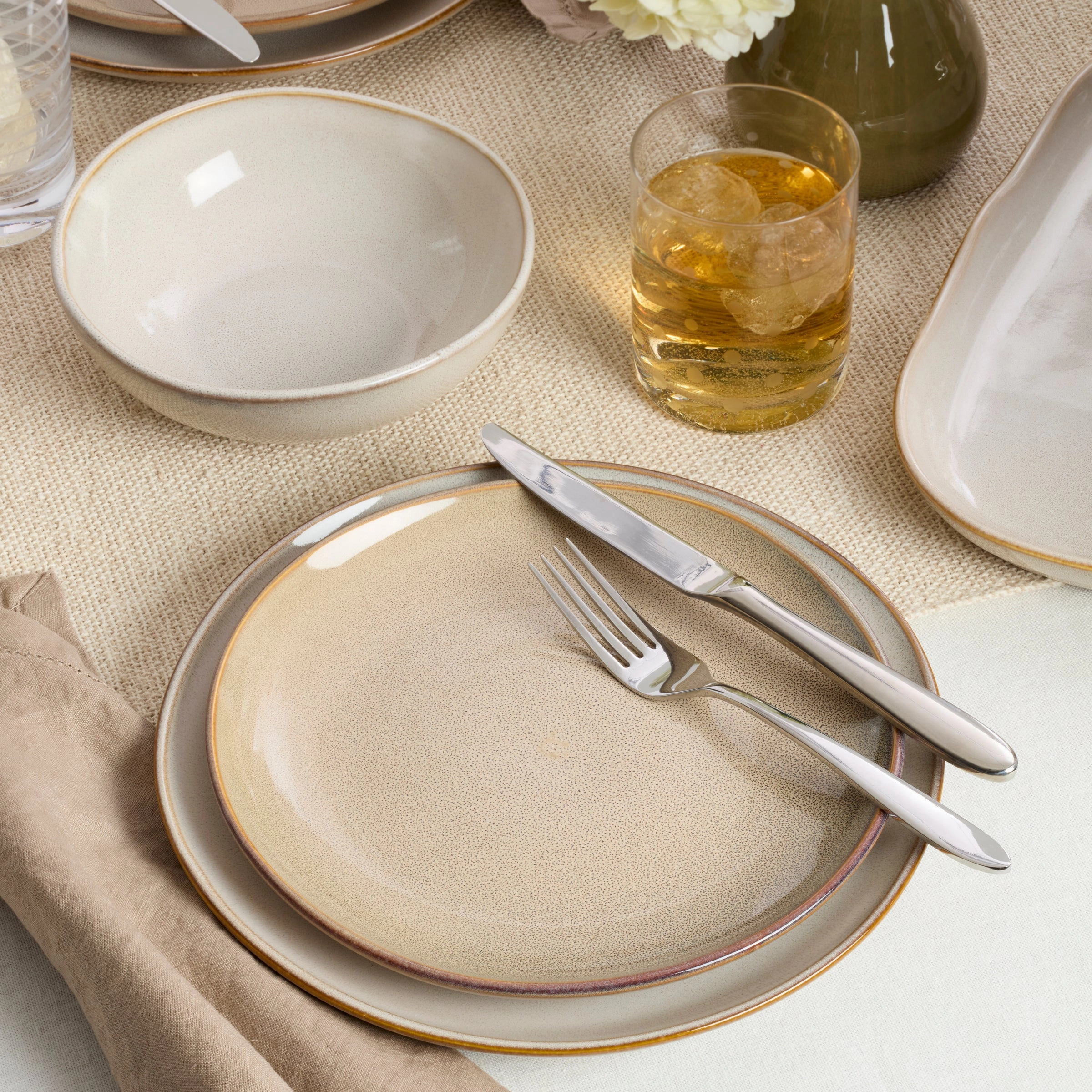 Organic Shades Oatmeal 12-Piece Dinnerware Set