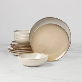 Organic Shades Oatmeal 12-Piece Dinnerware Setmodern kitchen decor ,kitchen dinner set ,dinnerware 