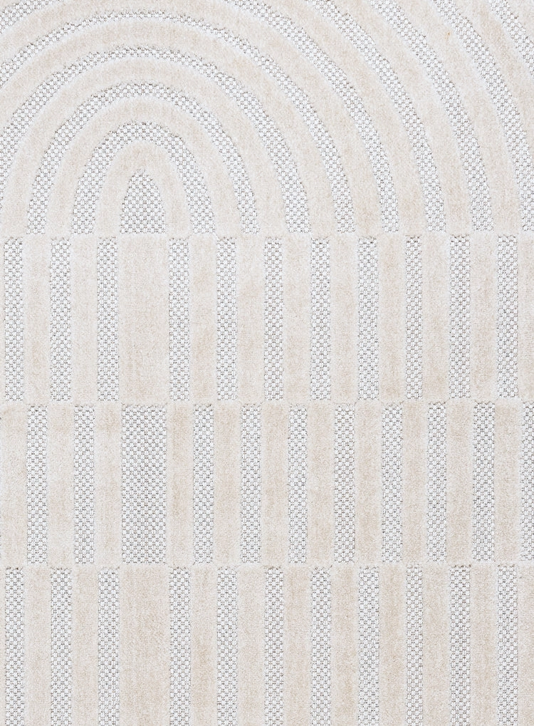 Orla Ivory Cream Striped Indoor Outdoor Oval Rug *NO RETURNS UNLESS FAULTY