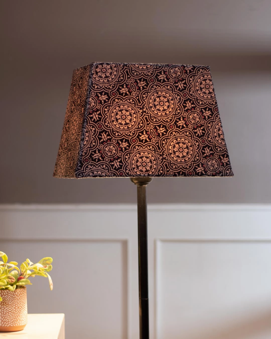 Ornate Patterns Cotton Tapered Rectangle Lamp Shade
