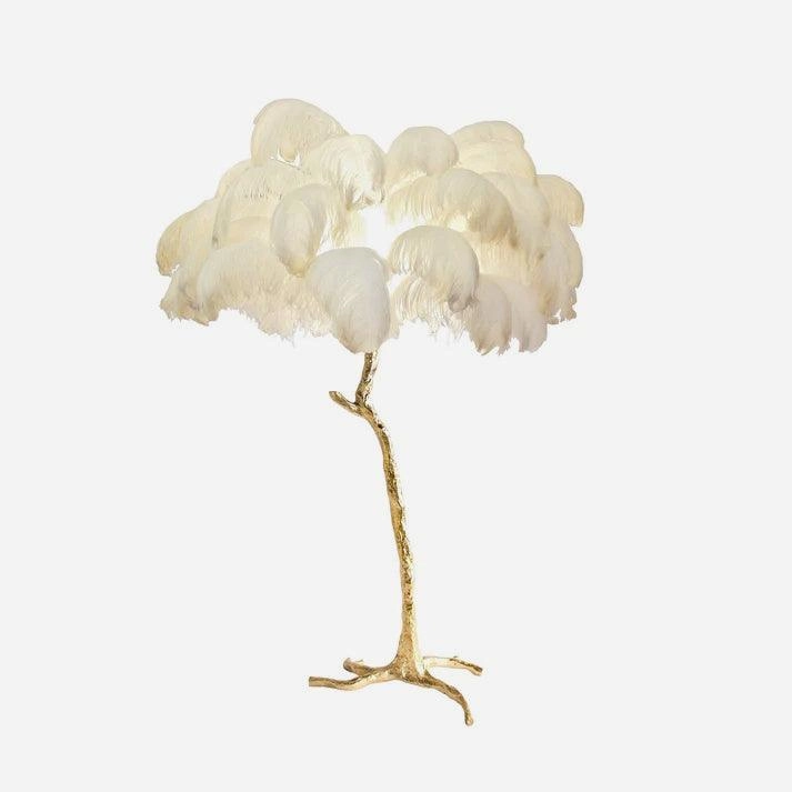Ostrich Feather Brass Floor Lamp